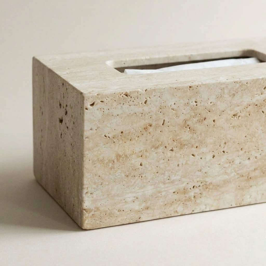 Natural Travertine Tissue Box Cover