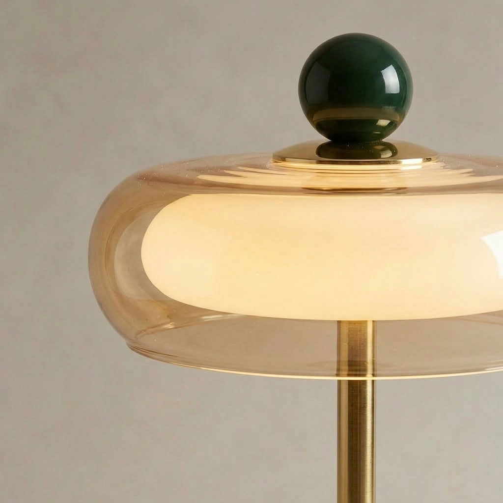 Retro Dome Table Lamp Green & Brass Finish